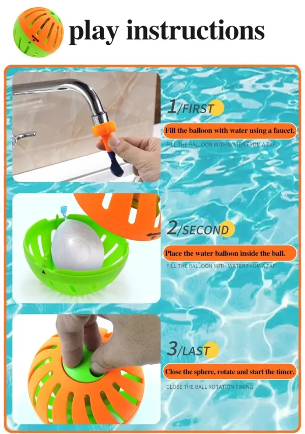 Slow Soak Timer Water Bombs 30 Pack Soft Splash Balloons for Kids Pool Party Outdoor Water Games